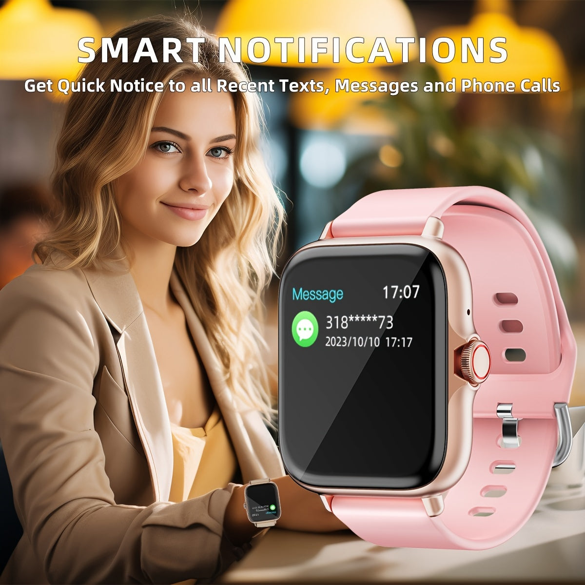 Limited Edition horloge, volledig aanraakscherm, activiteitstracker met bel- en berichtfuncties, stappenteller, meerdere sportmodi, compatibel met iOS/Android-apparaten, eenvoudige stijl, ideaal cadeau voor elke gelegenheid