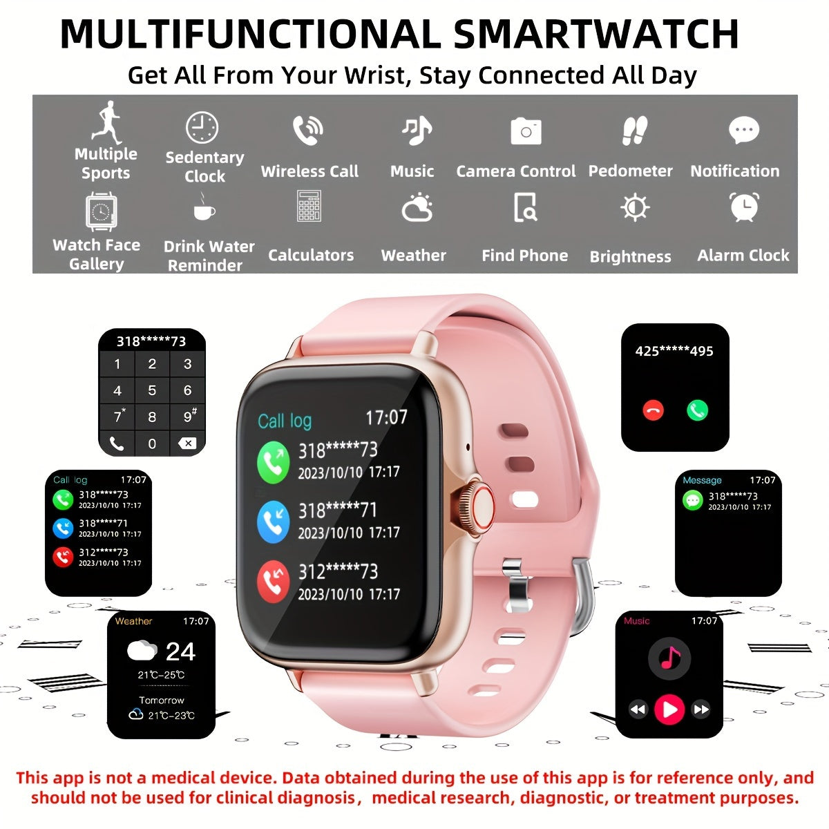 Limited Edition horloge, volledig aanraakscherm, activiteitstracker met bel- en berichtfuncties, stappenteller, meerdere sportmodi, compatibel met iOS/Android-apparaten, eenvoudige stijl, ideaal cadeau voor elke gelegenheid